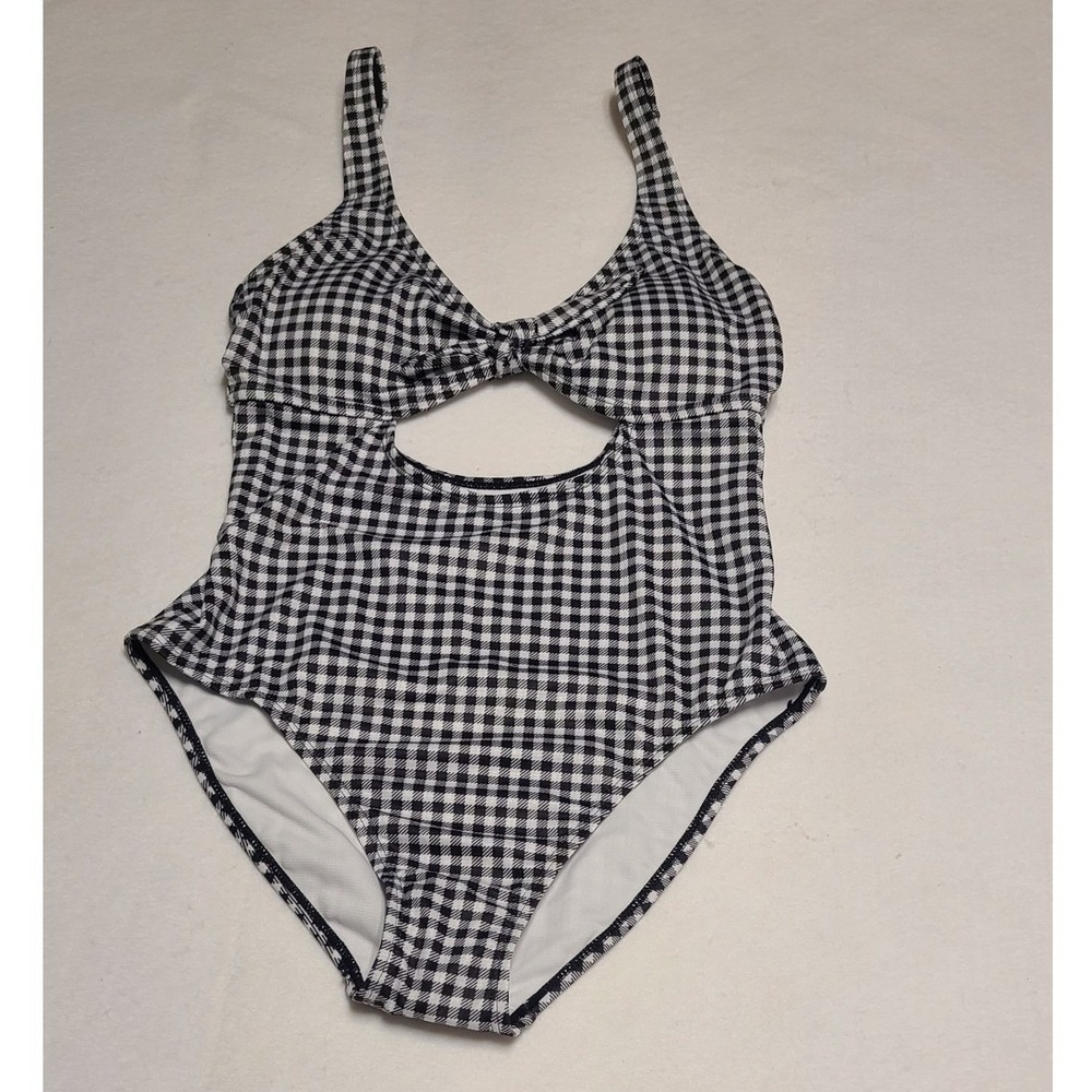 Salt & Cove Women's Gingham Cutout One Piece Swimsuit Black White Various Sizes‎